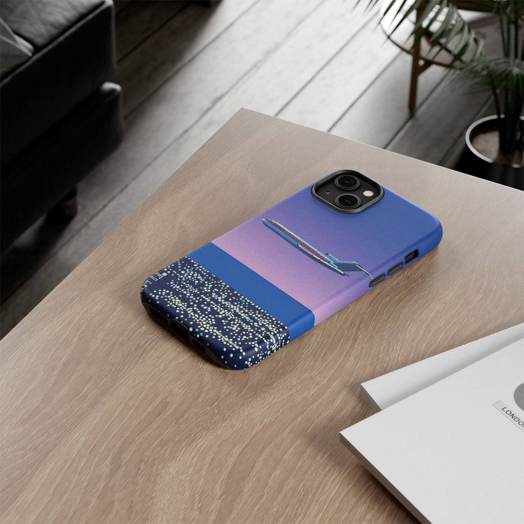 Retro Airplane Phone Case — Purple Night City Vintage Art
