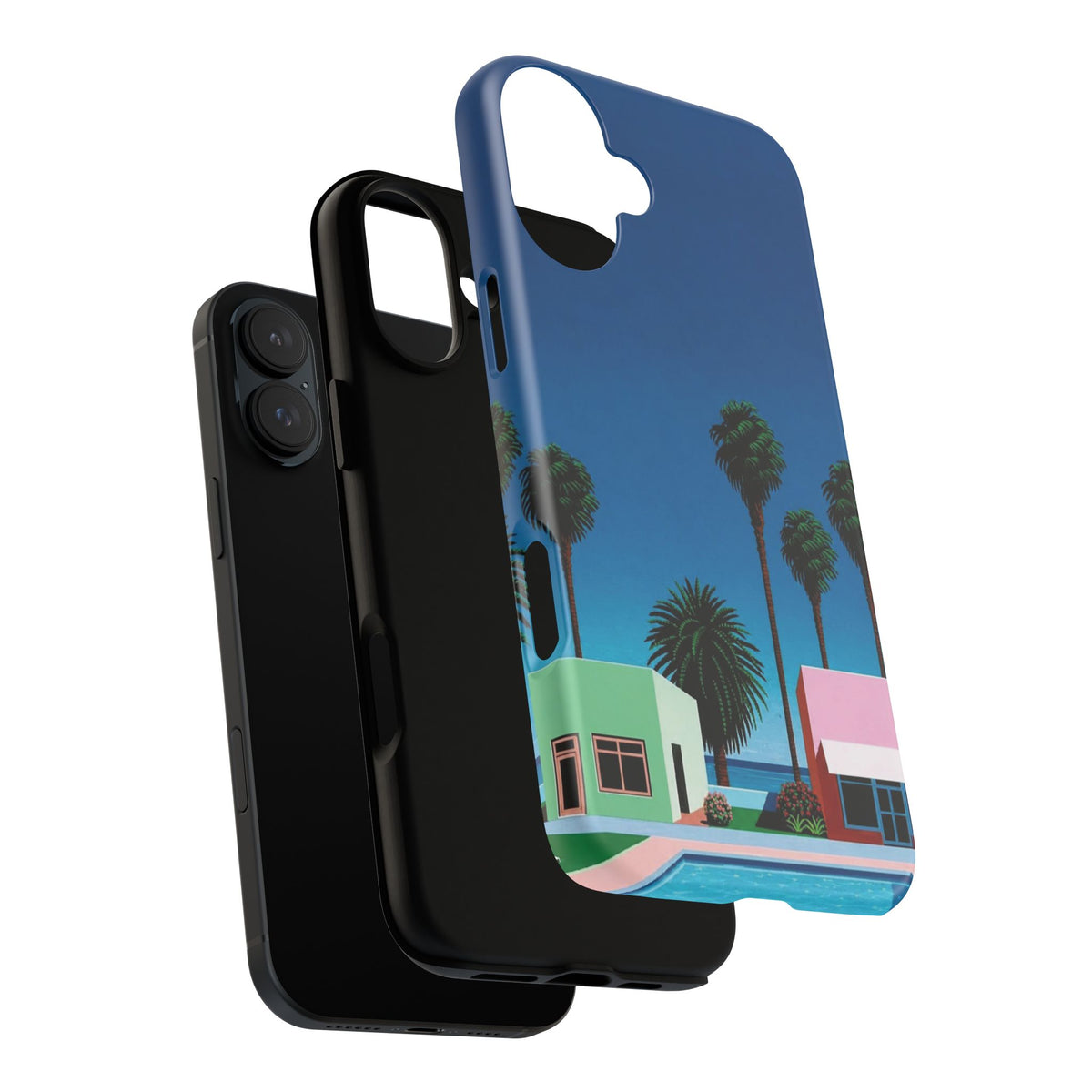 Beach House Phone Case — Pastel Palm Trees Cobalt Blue Sky