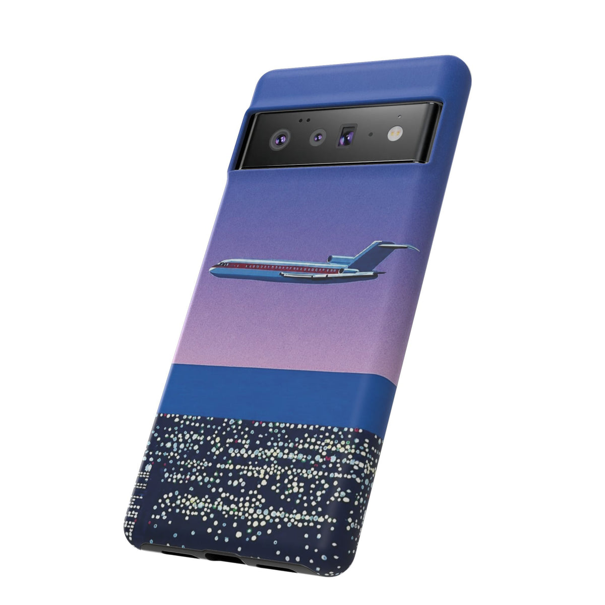 Retro Airplane Phone Case — Purple Night City Vintage Art