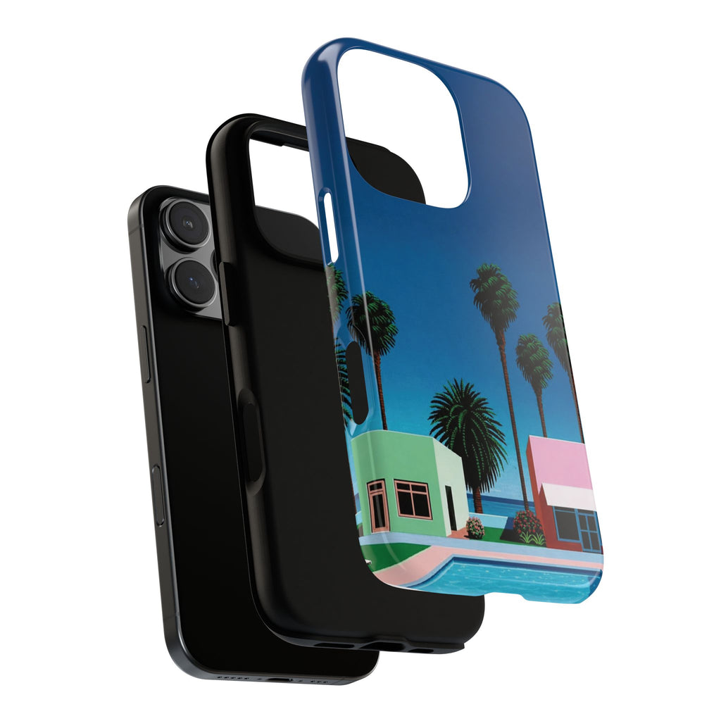 Beach House Phone Case — Pastel Palm Trees Cobalt Blue Sky