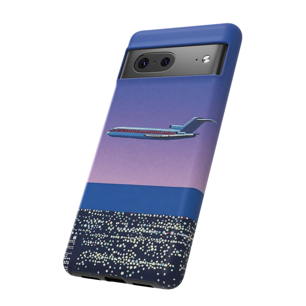 Retro Airplane Phone Case — Purple Night City Vintage Art