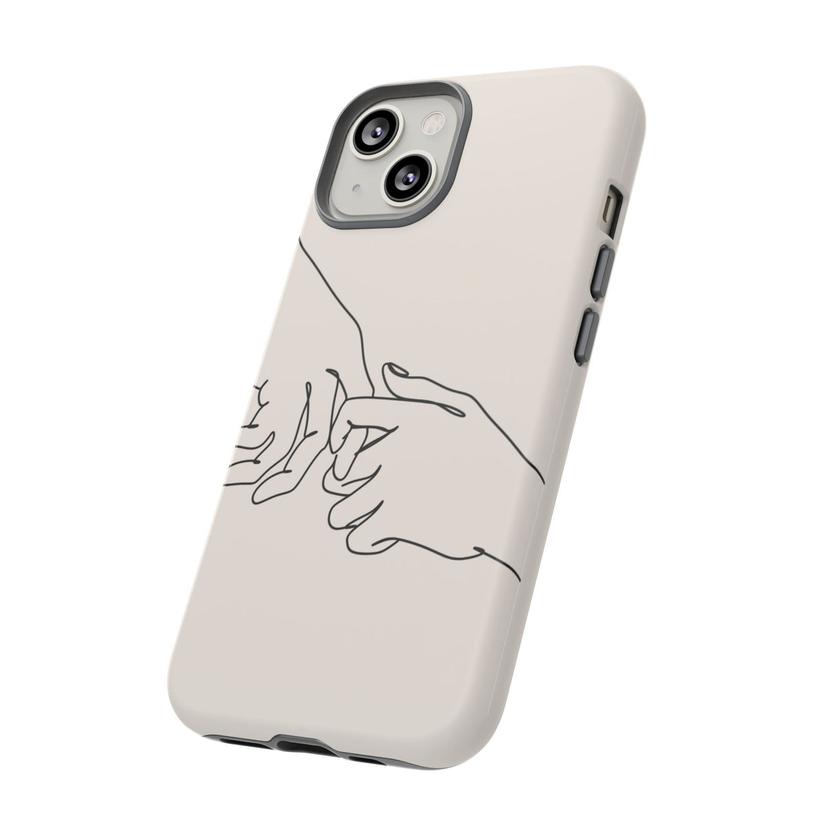 Holding Hands Phone Case — Minimalist Line Art Cream Romantic