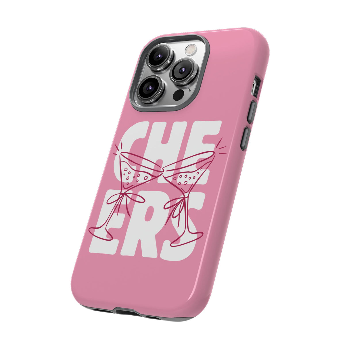 Cheers Phone Case — Pink Martini Glasses Bold Bubblegum