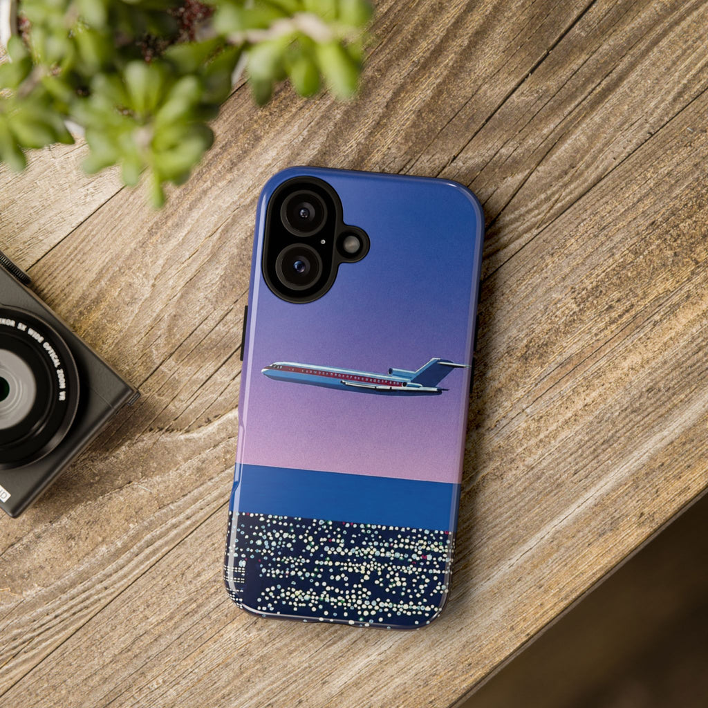 Retro Airplane Phone Case — Purple Night City Vintage Art