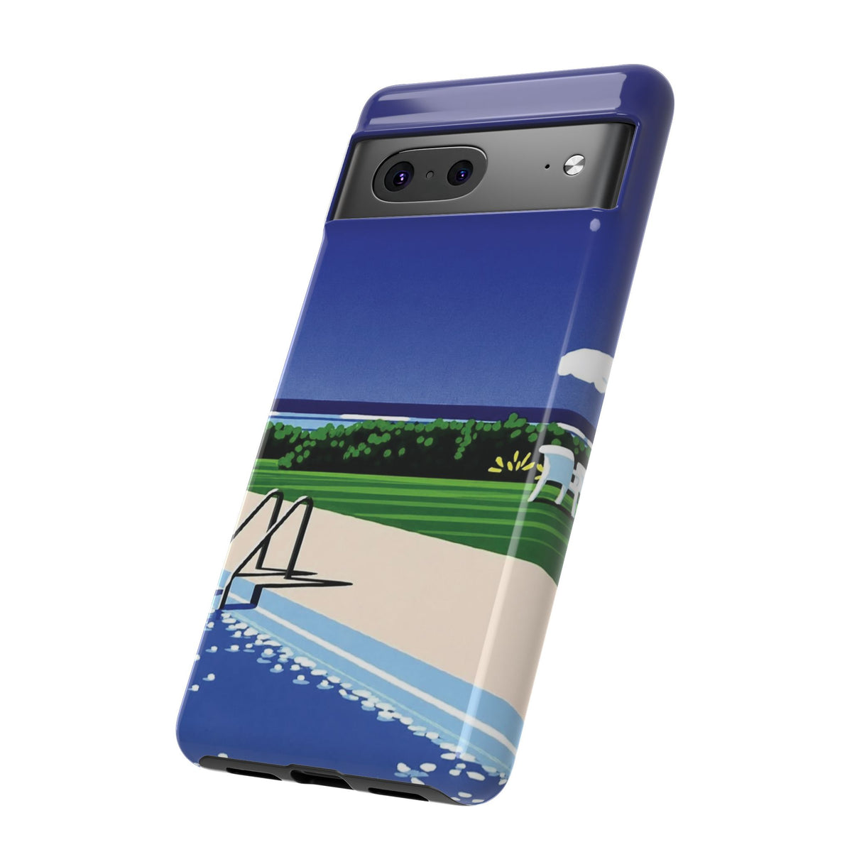 Poolside Phone Case — Bold Blue Summer Art Illustration