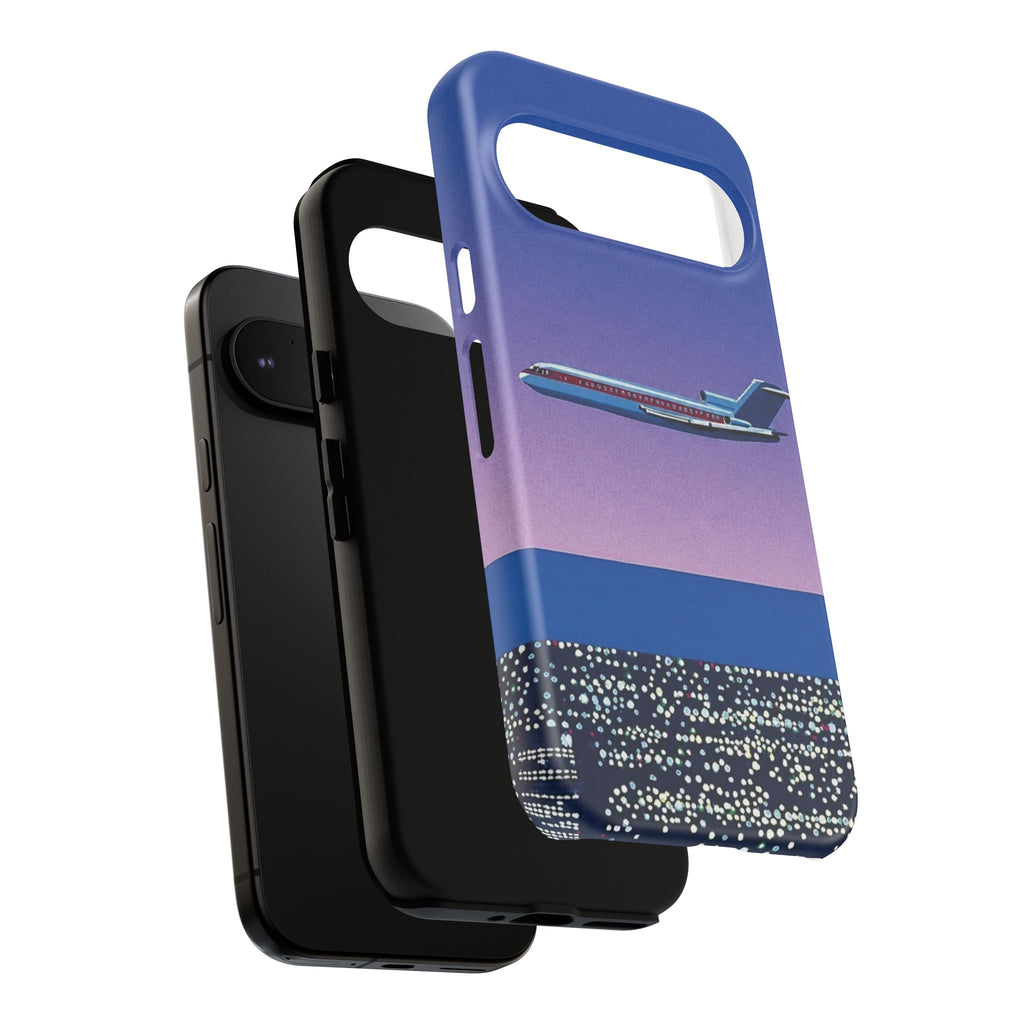 Retro Airplane Phone Case — Purple Night City Vintage Art