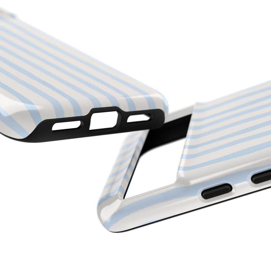 Baby Blue Stripe Phone Case — Soft Wavy Lines Cream Aesthetic
