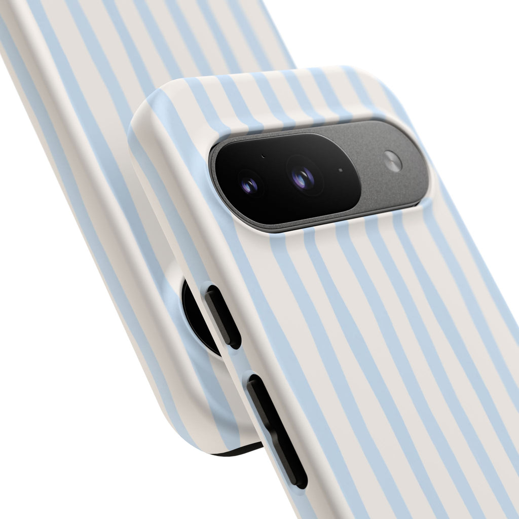 Baby Blue Stripe Phone Case — Soft Wavy Lines Cream Aesthetic