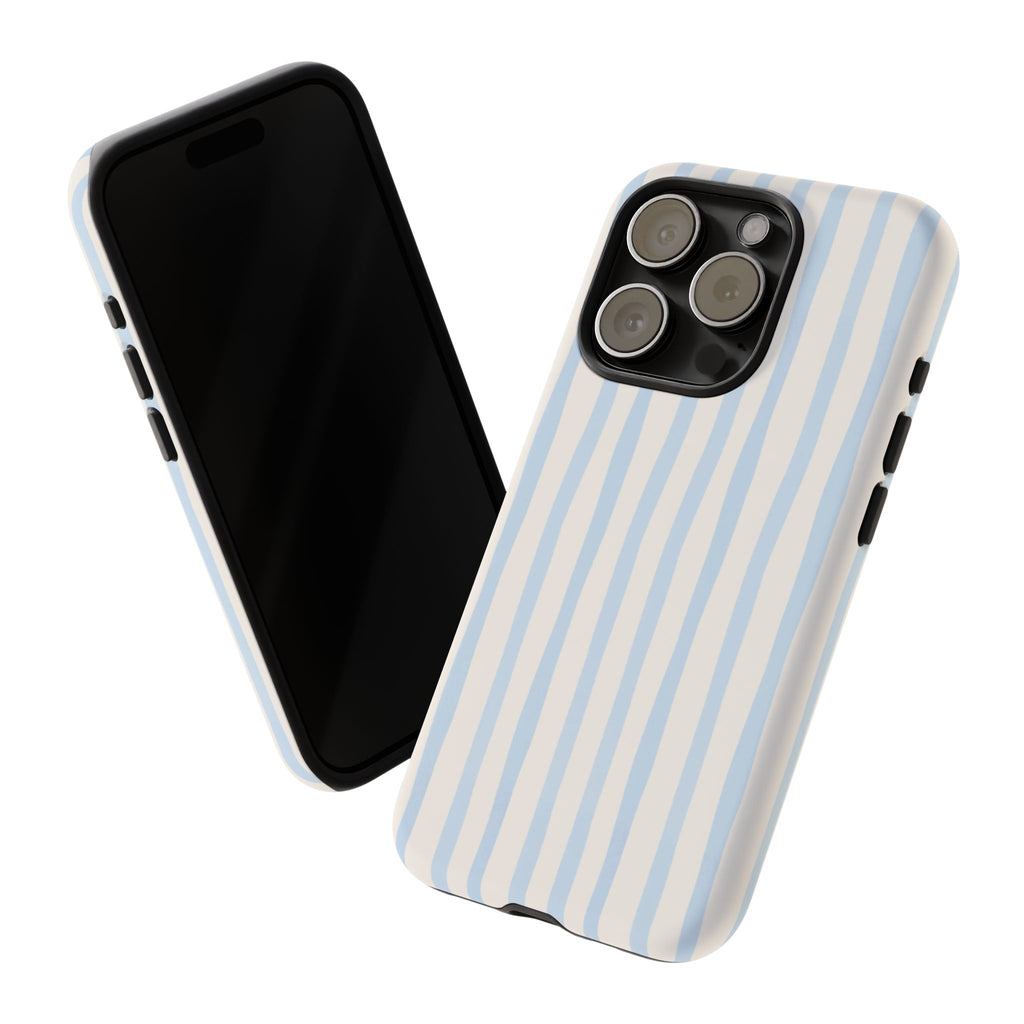 Baby Blue Stripe Phone Case — Soft Wavy Lines Cream Aesthetic