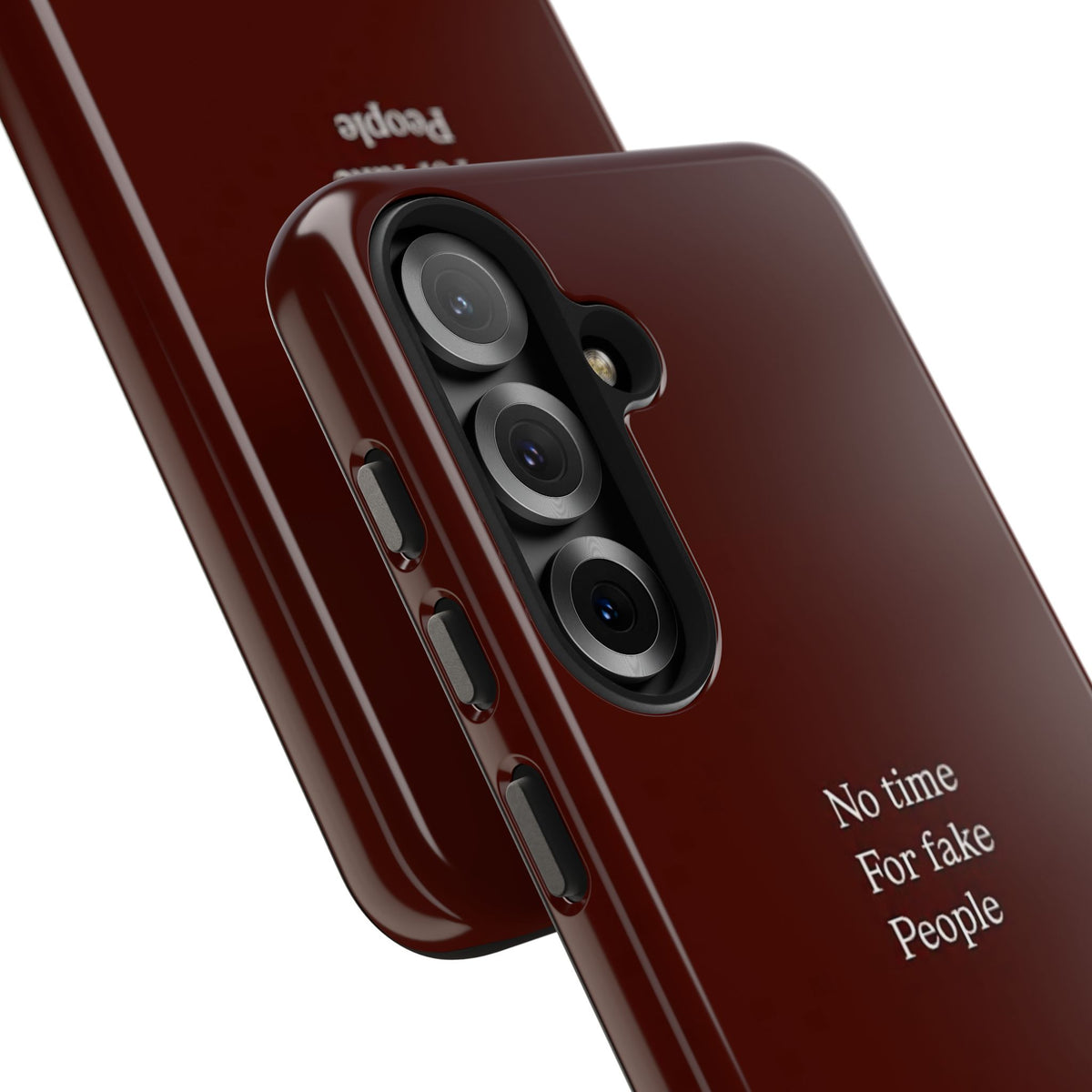 No Time For Fake People Phone Case — Deep Burgundy Minimal