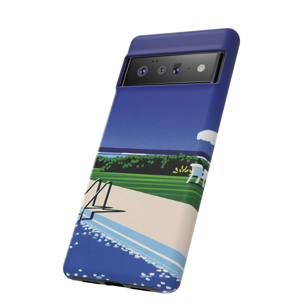 Poolside Phone Case — Bold Blue Summer Art Illustration