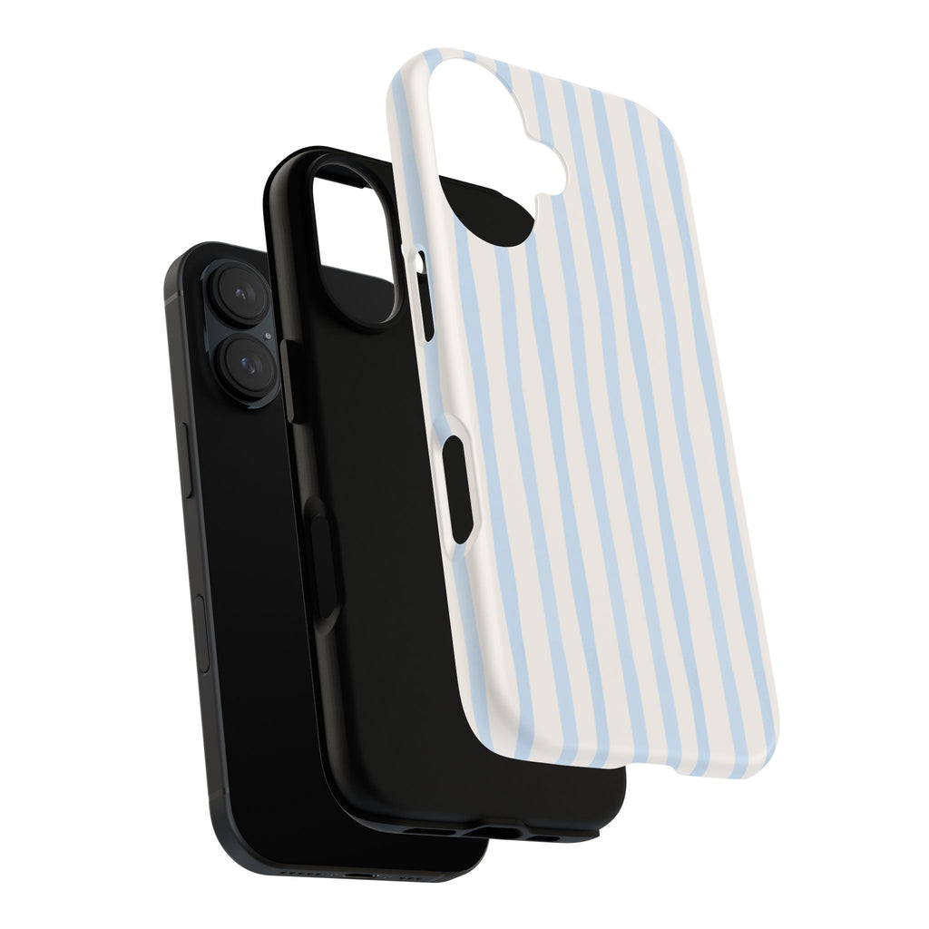 Baby Blue Stripe Phone Case — Soft Wavy Lines Cream Aesthetic
