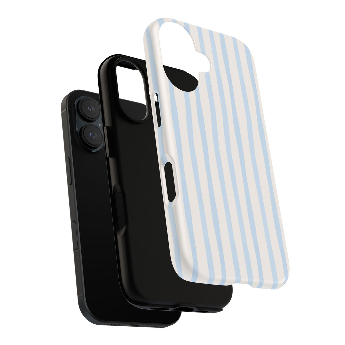 Baby Blue Stripe Phone Case — Soft Wavy Lines Cream Aesthetic