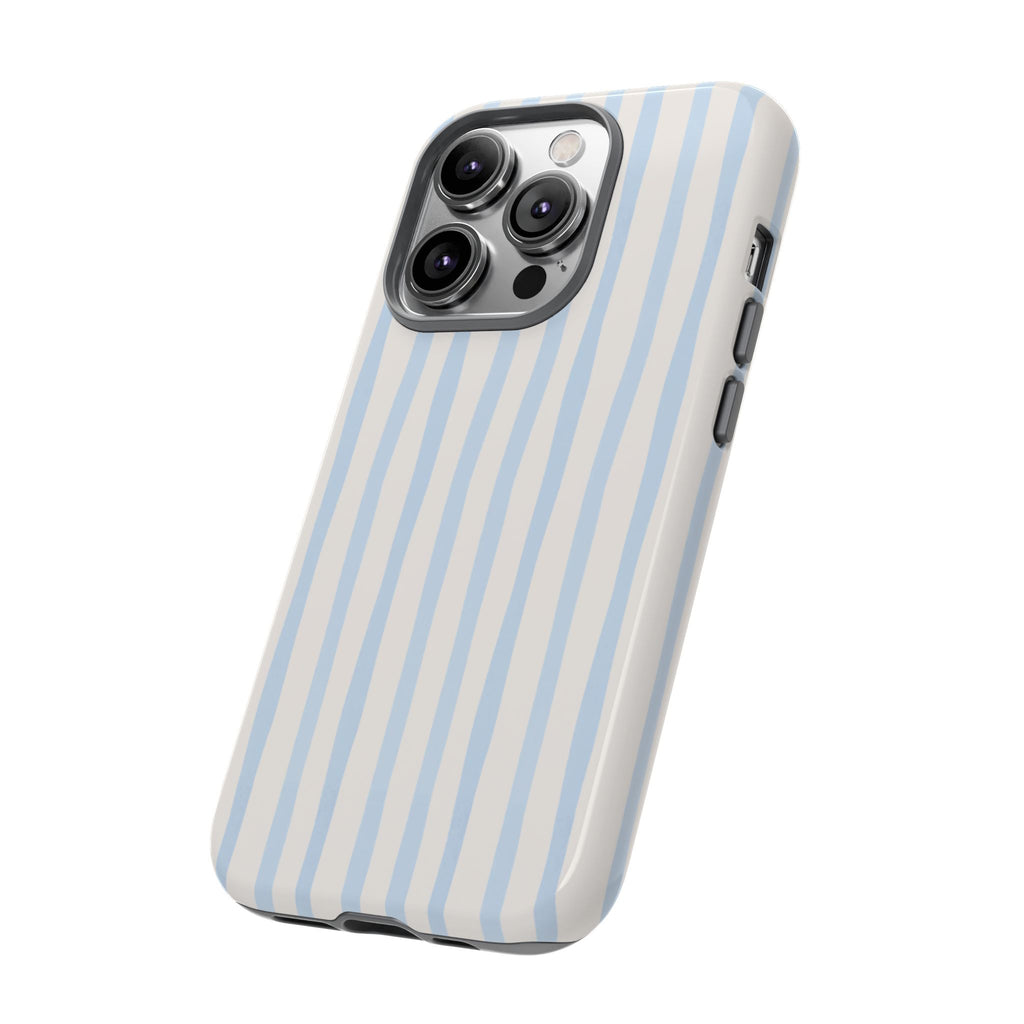 Baby Blue Stripe Phone Case — Soft Wavy Lines Cream Aesthetic