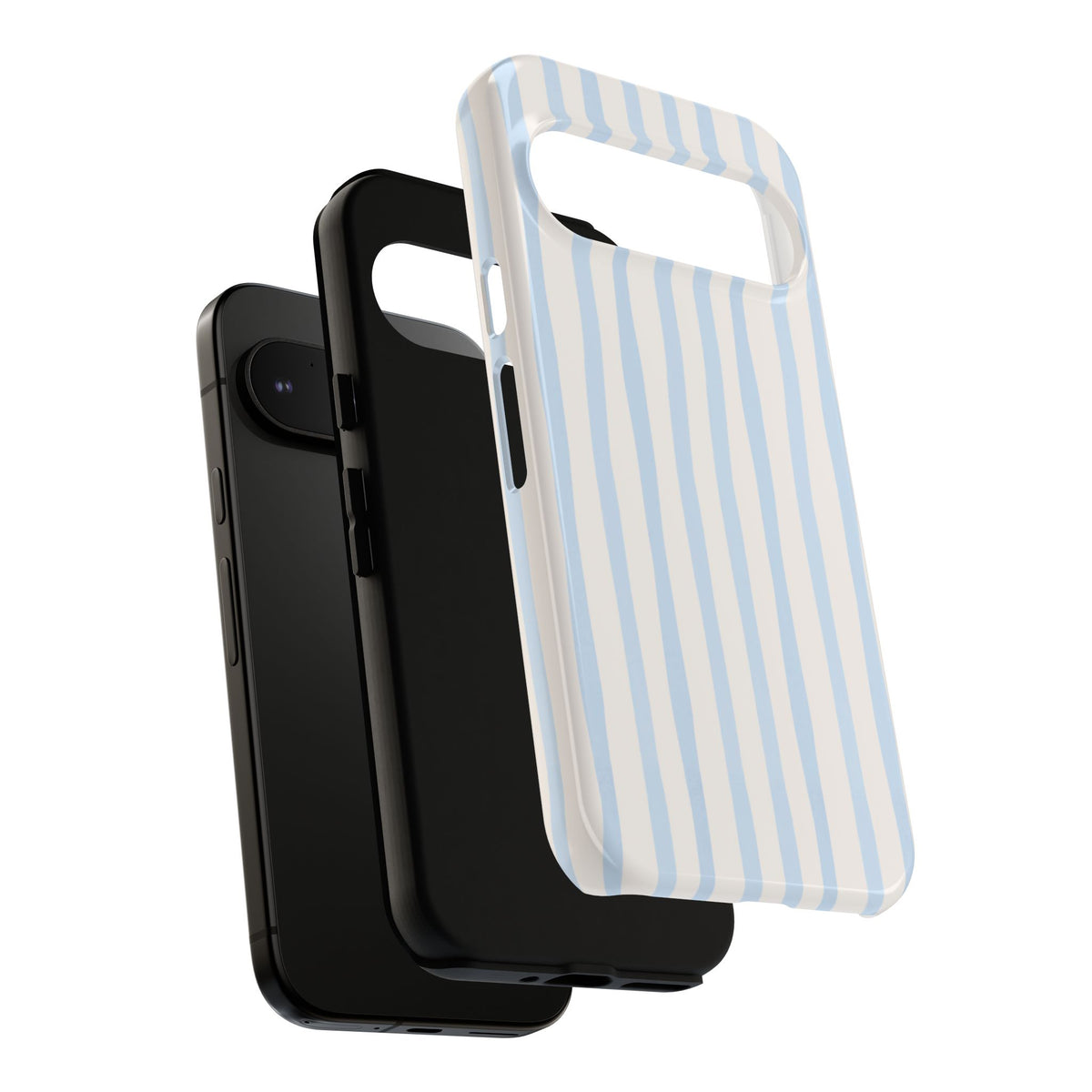 Baby Blue Stripe Phone Case — Soft Wavy Lines Cream Aesthetic