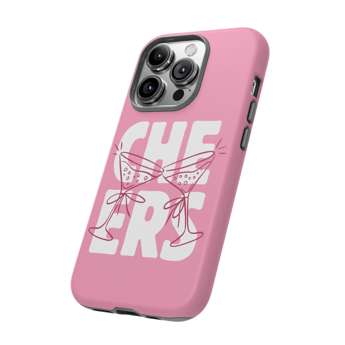 Cheers Phone Case — Pink Martini Glasses Bold Bubblegum