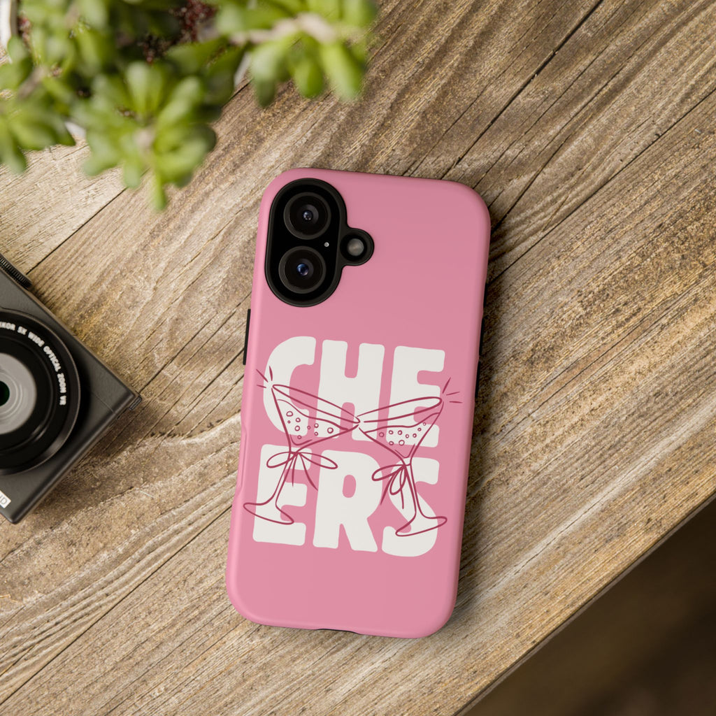 Cheers Phone Case — Pink Martini Glasses Bold Bubblegum
