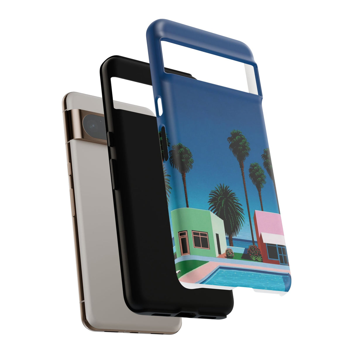 Beach House Phone Case — Pastel Palm Trees Cobalt Blue Sky