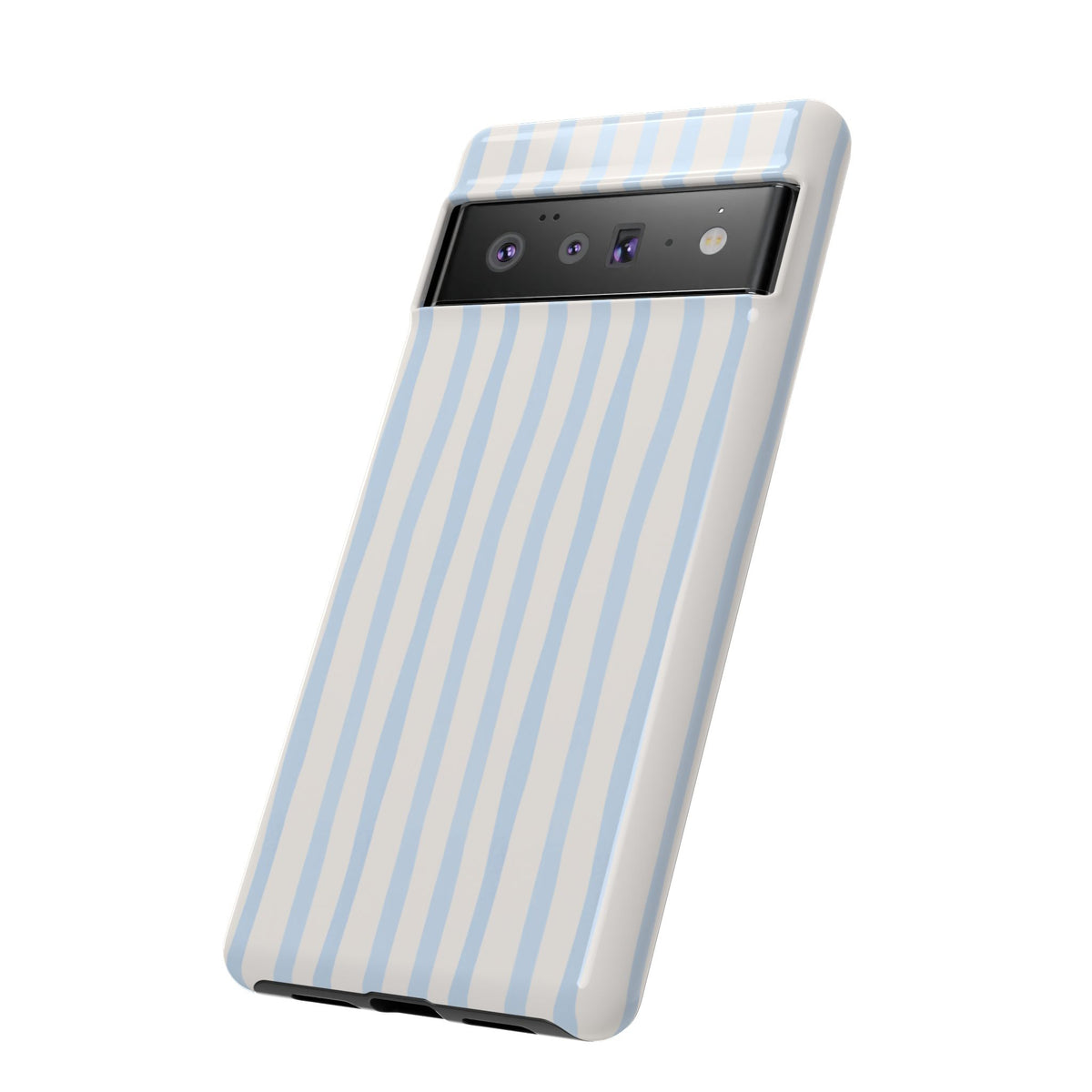 Baby Blue Stripe Phone Case — Soft Wavy Lines Cream Aesthetic