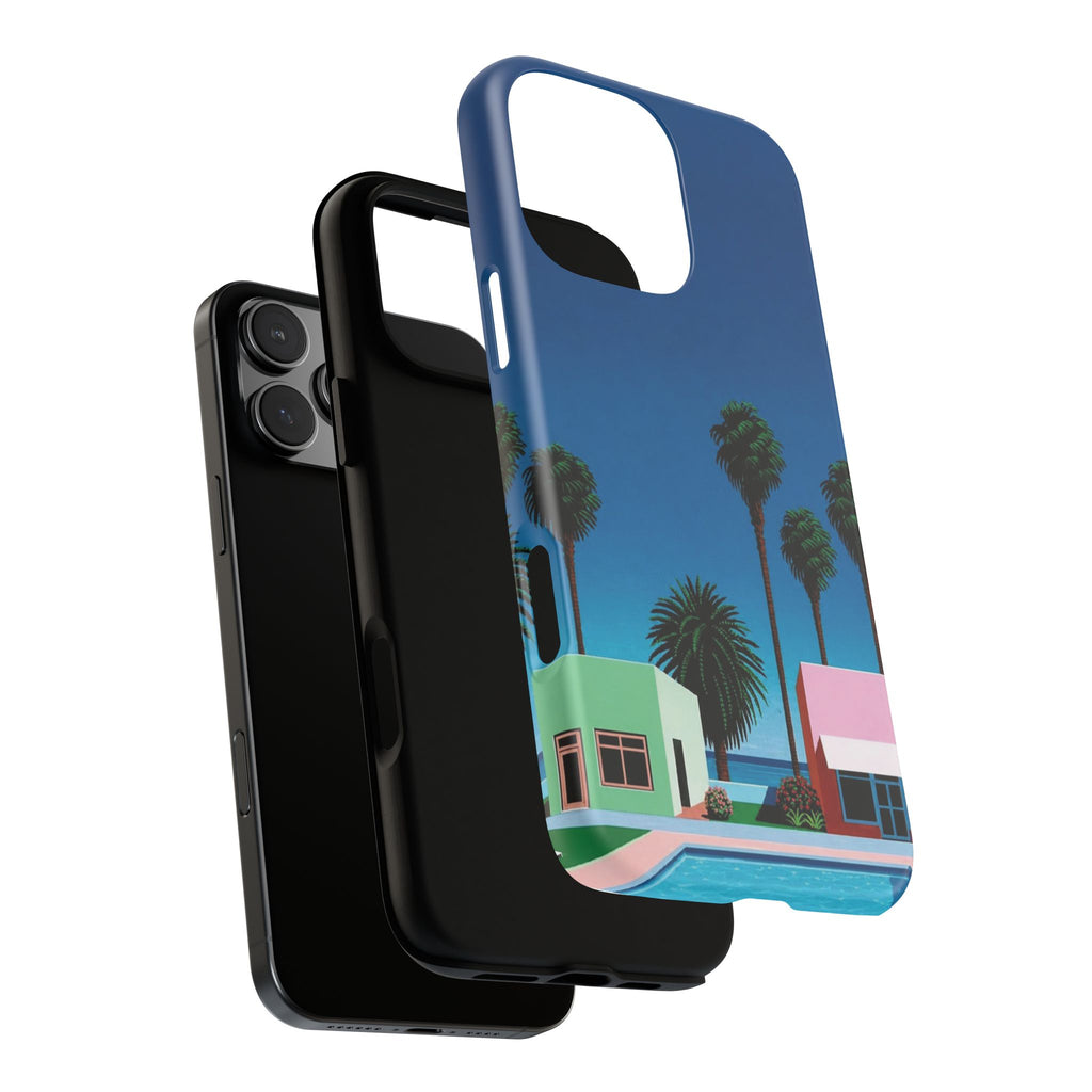 Beach House Phone Case — Pastel Palm Trees Cobalt Blue Sky