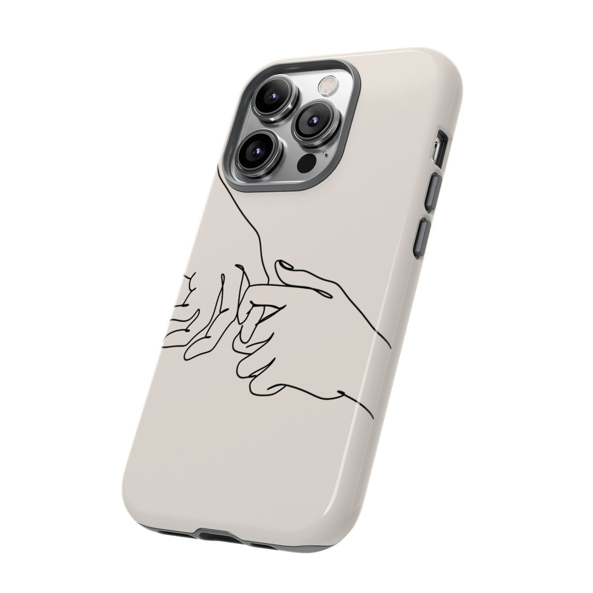 Holding Hands Phone Case — Minimalist Line Art Cream Romantic