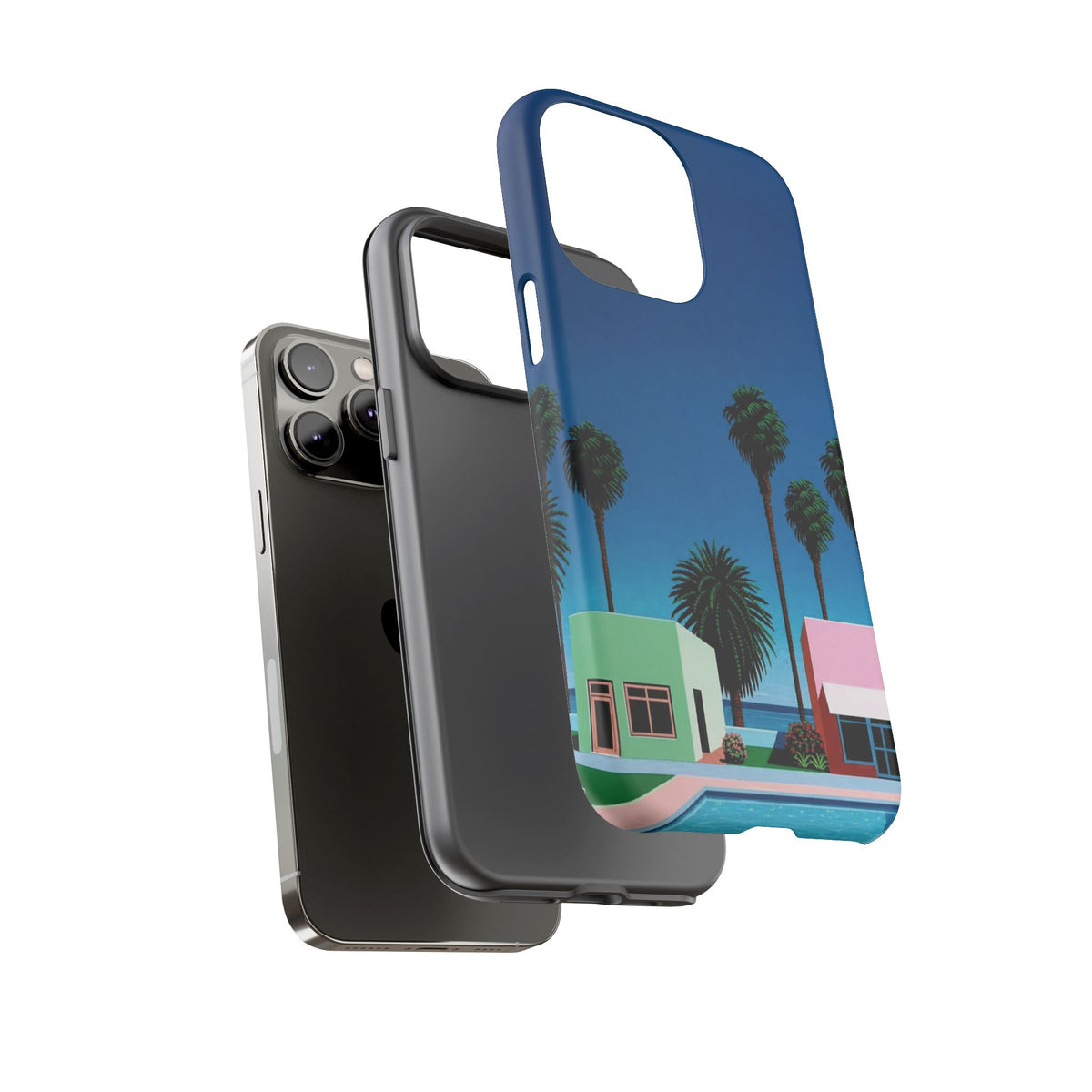 Beach House Phone Case — Pastel Palm Trees Cobalt Blue Sky