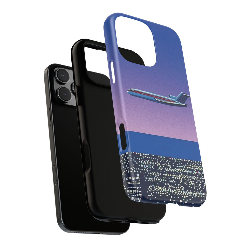Retro Airplane Phone Case — Purple Night City Vintage Art