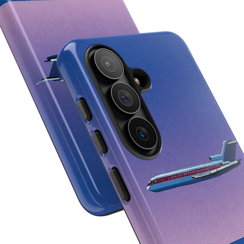 Retro Airplane Phone Case — Purple Night City Vintage Art