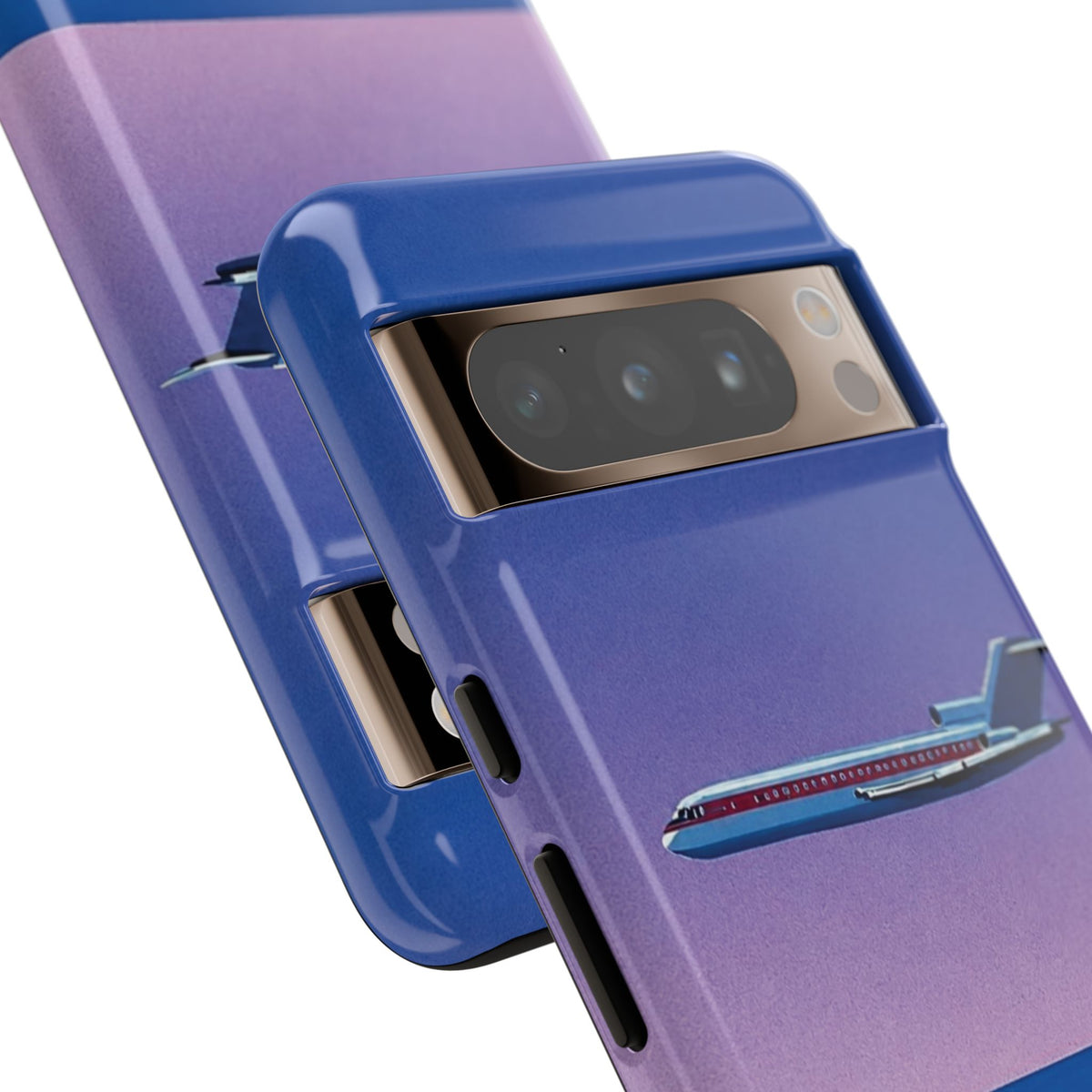 Retro Airplane Phone Case — Purple Night City Vintage Art