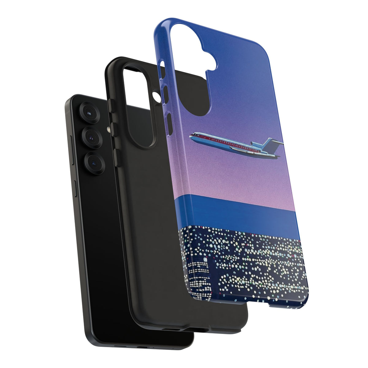 Retro Airplane Phone Case — Purple Night City Vintage Art