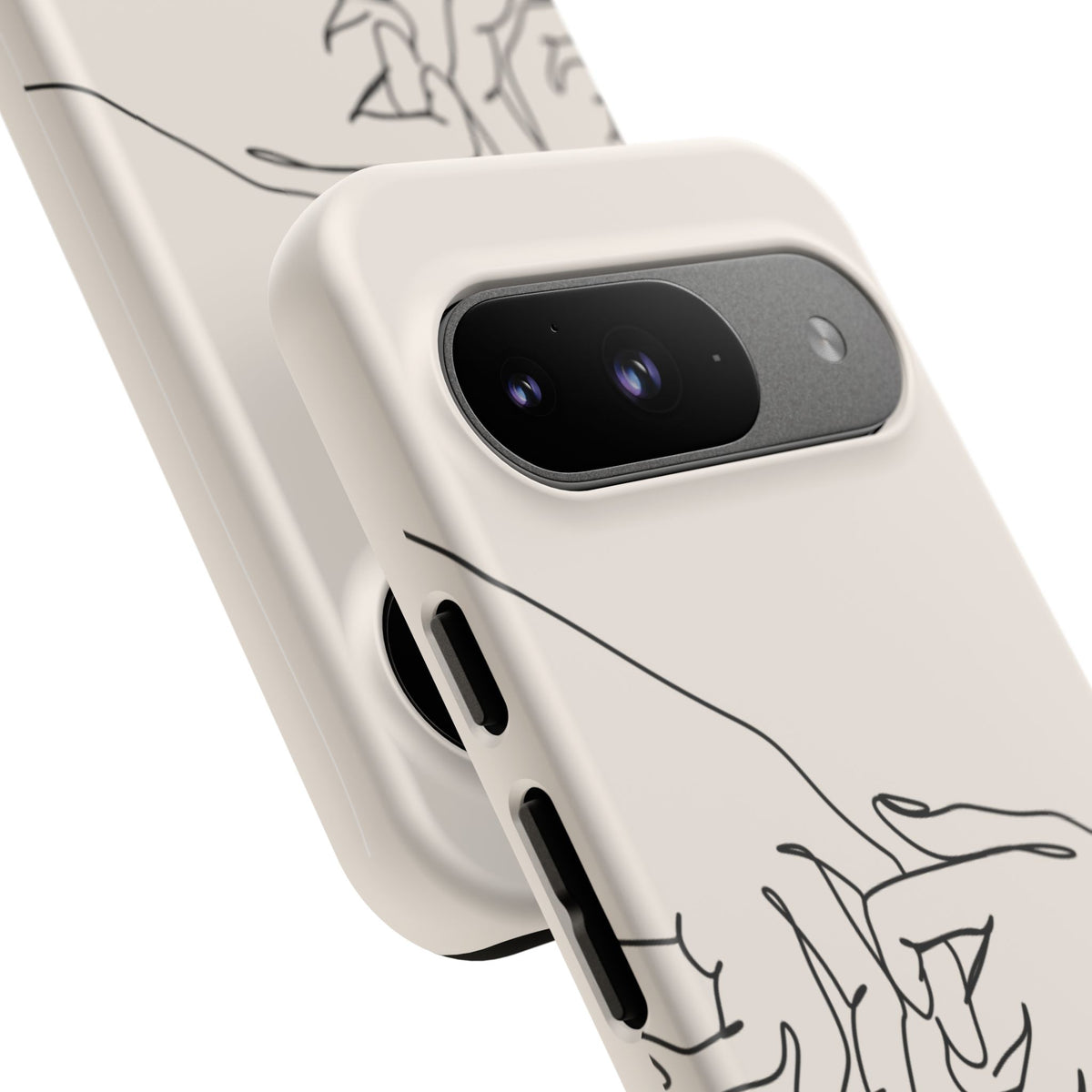 Holding Hands Phone Case — Minimalist Line Art Cream Romantic