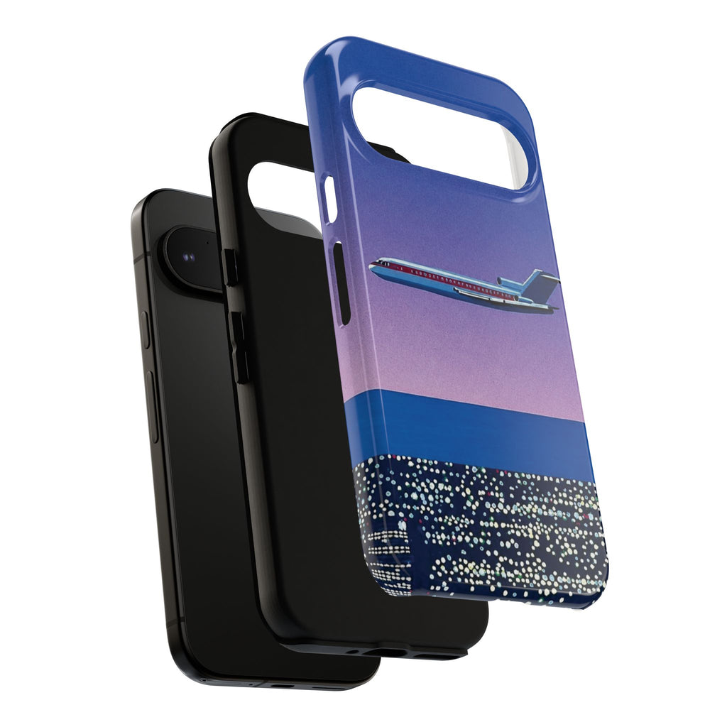Retro Airplane Phone Case — Purple Night City Vintage Art