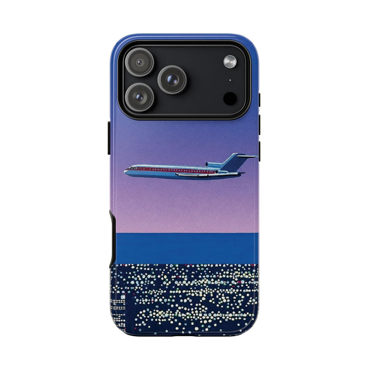 Retro Airplane Phone Case — Purple Night City Vintage Art