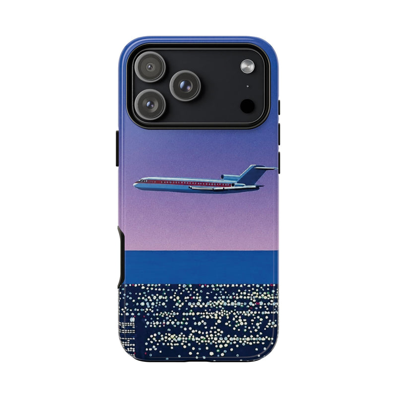 Retro Airplane Phone Case — Purple Night City Vintage Art