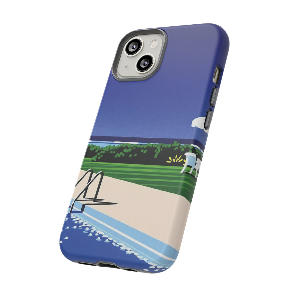 Poolside Phone Case — Bold Blue Summer Art Illustration