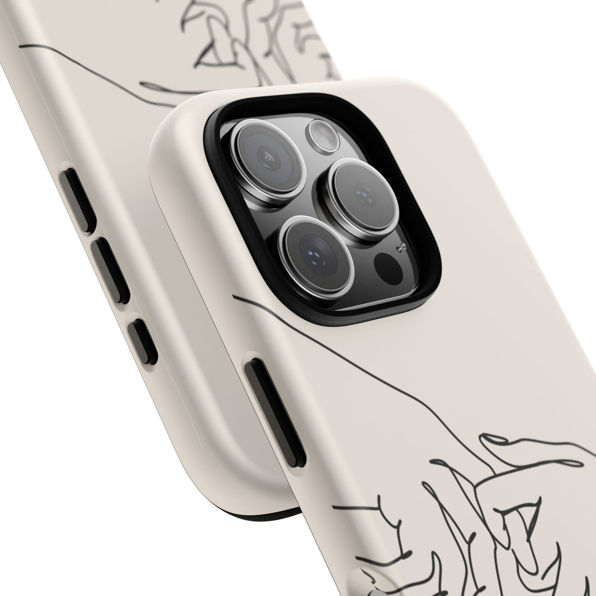 Holding Hands Phone Case — Minimalist Line Art Cream Romantic