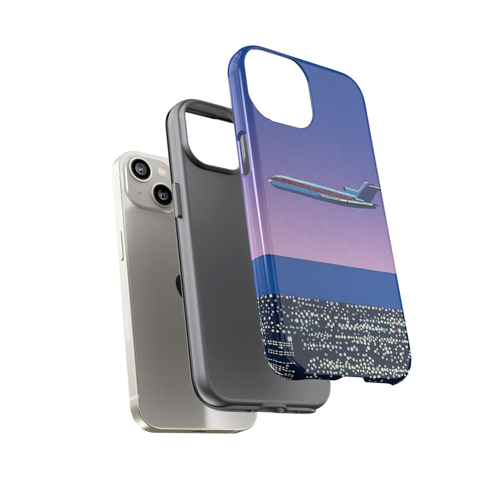 Retro Airplane Phone Case — Purple Night City Vintage Art