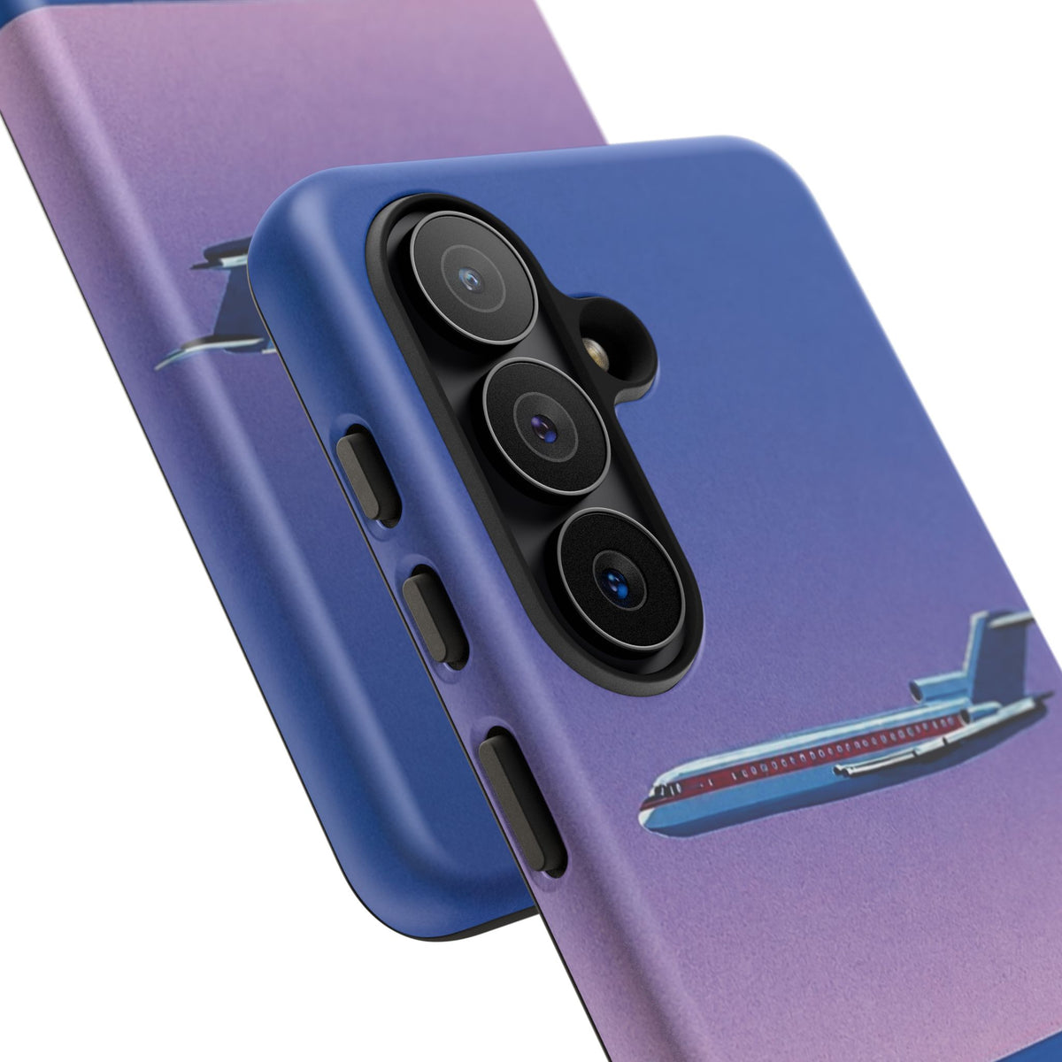 Retro Airplane Phone Case — Purple Night City Vintage Art