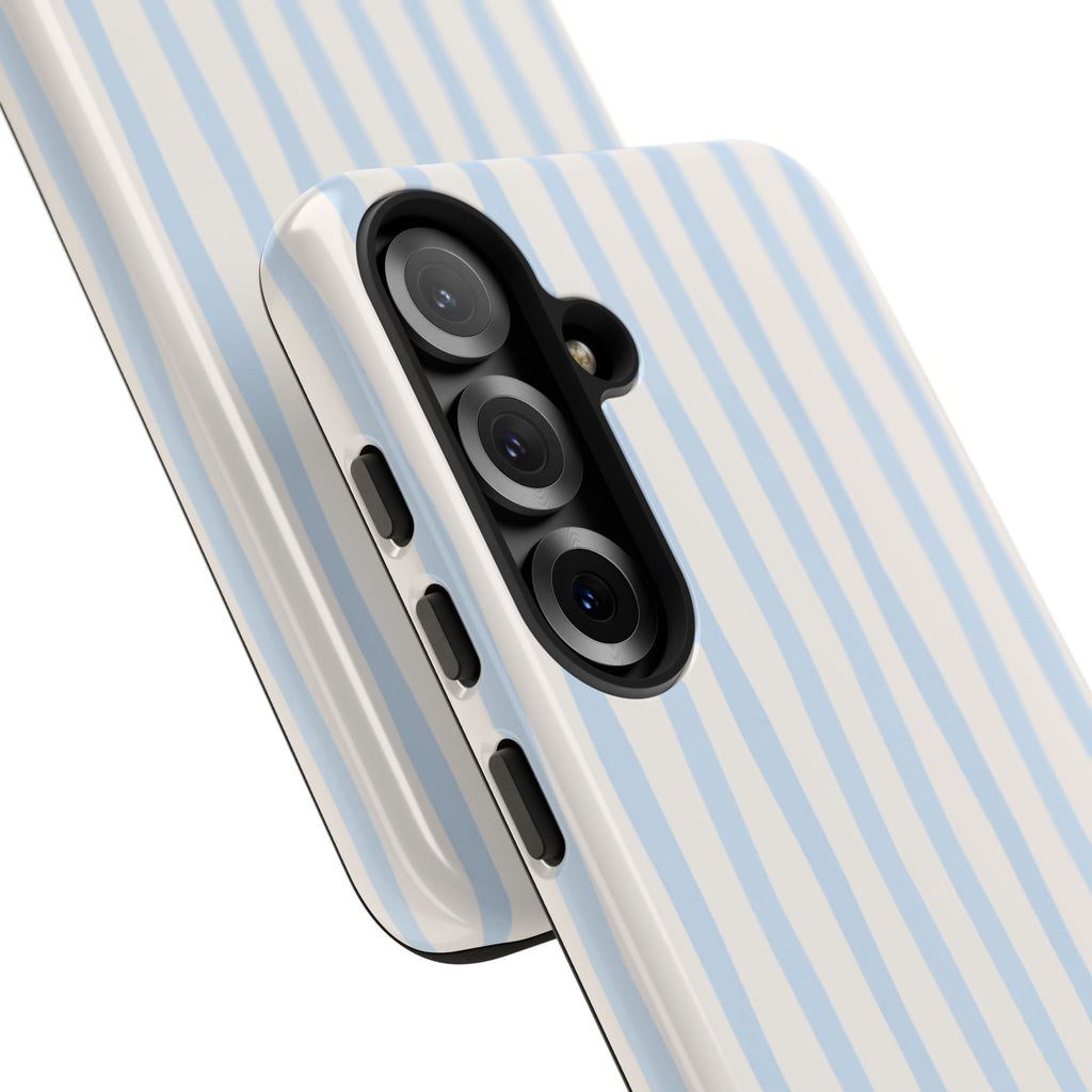 Baby Blue Stripe Phone Case — Soft Wavy Lines Cream Aesthetic