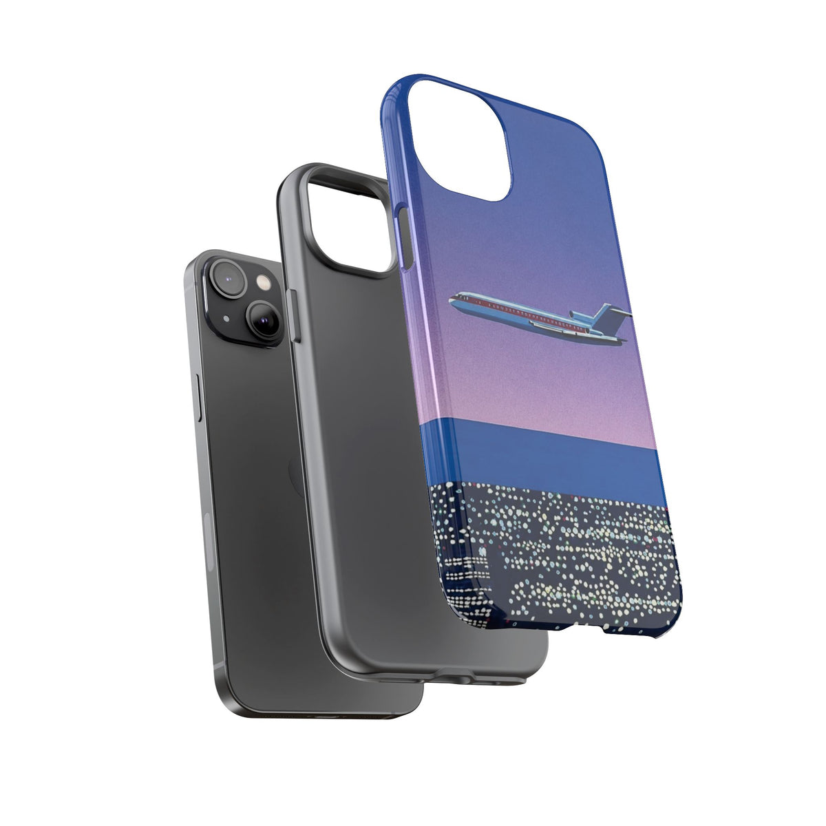 Retro Airplane Phone Case — Purple Night City Vintage Art
