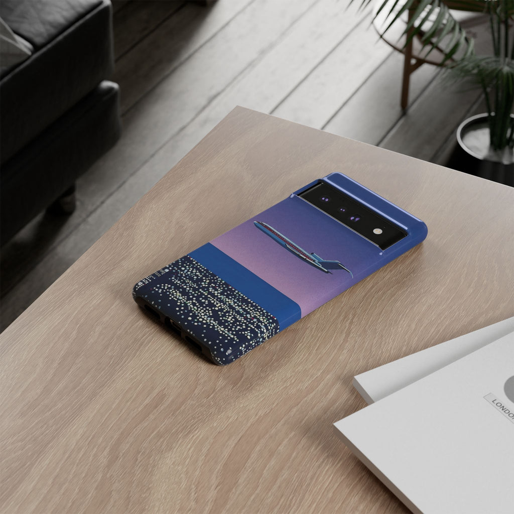 Retro Airplane Phone Case — Purple Night City Vintage Art