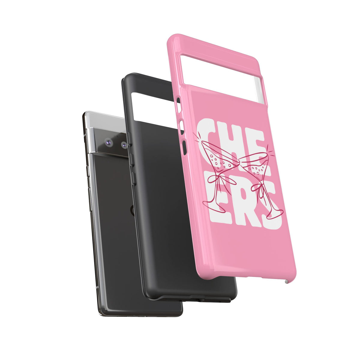 Cheers Phone Case — Pink Martini Glasses Bold Bubblegum