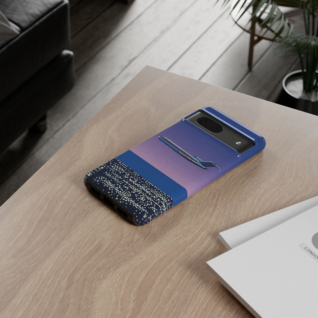 Retro Airplane Phone Case — Purple Night City Vintage Art