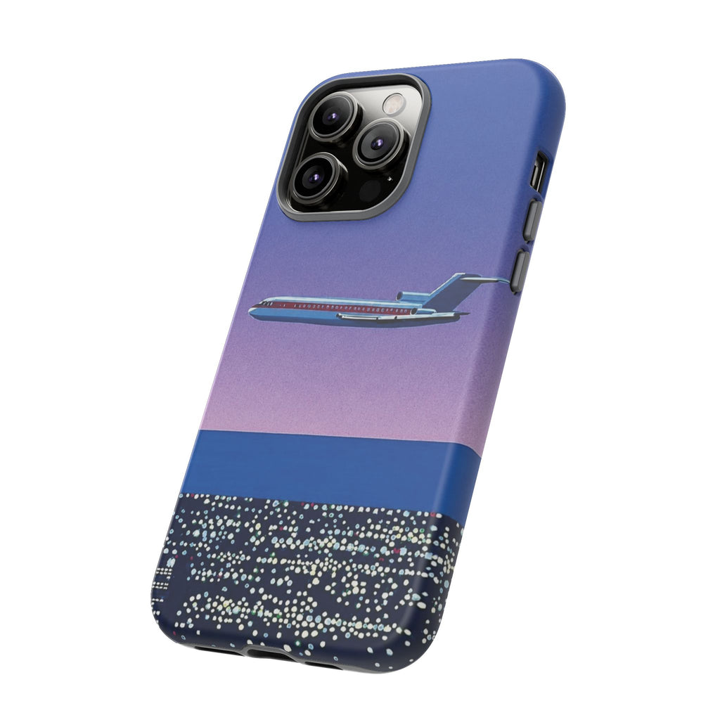 Retro Airplane Phone Case — Purple Night City Vintage Art