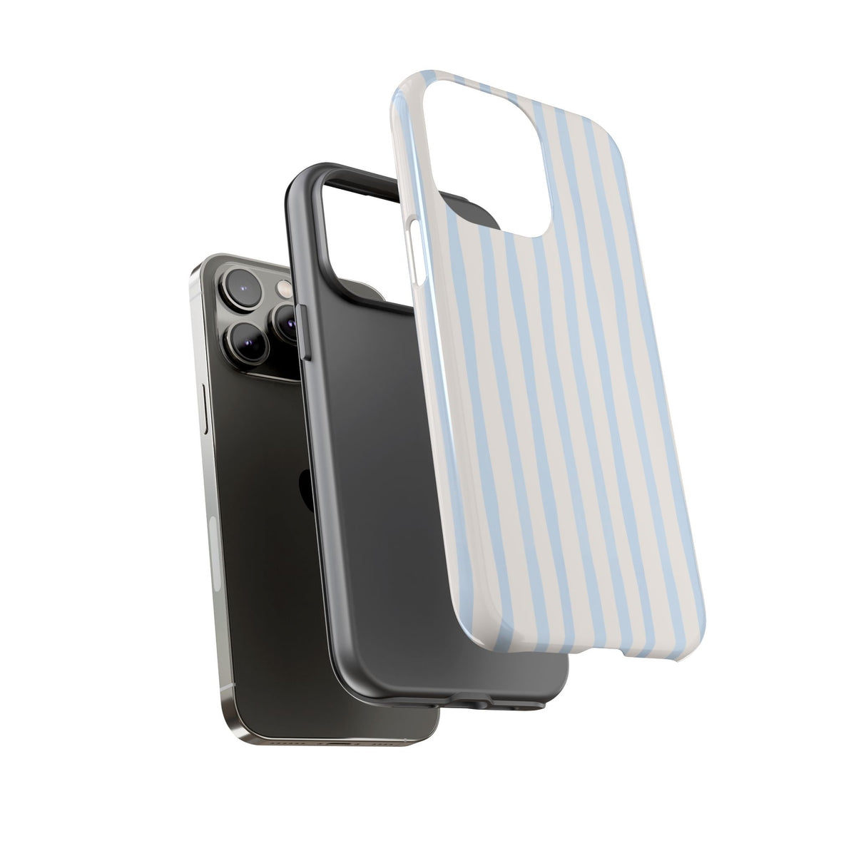 Baby Blue Stripe Phone Case — Soft Wavy Lines Cream Aesthetic