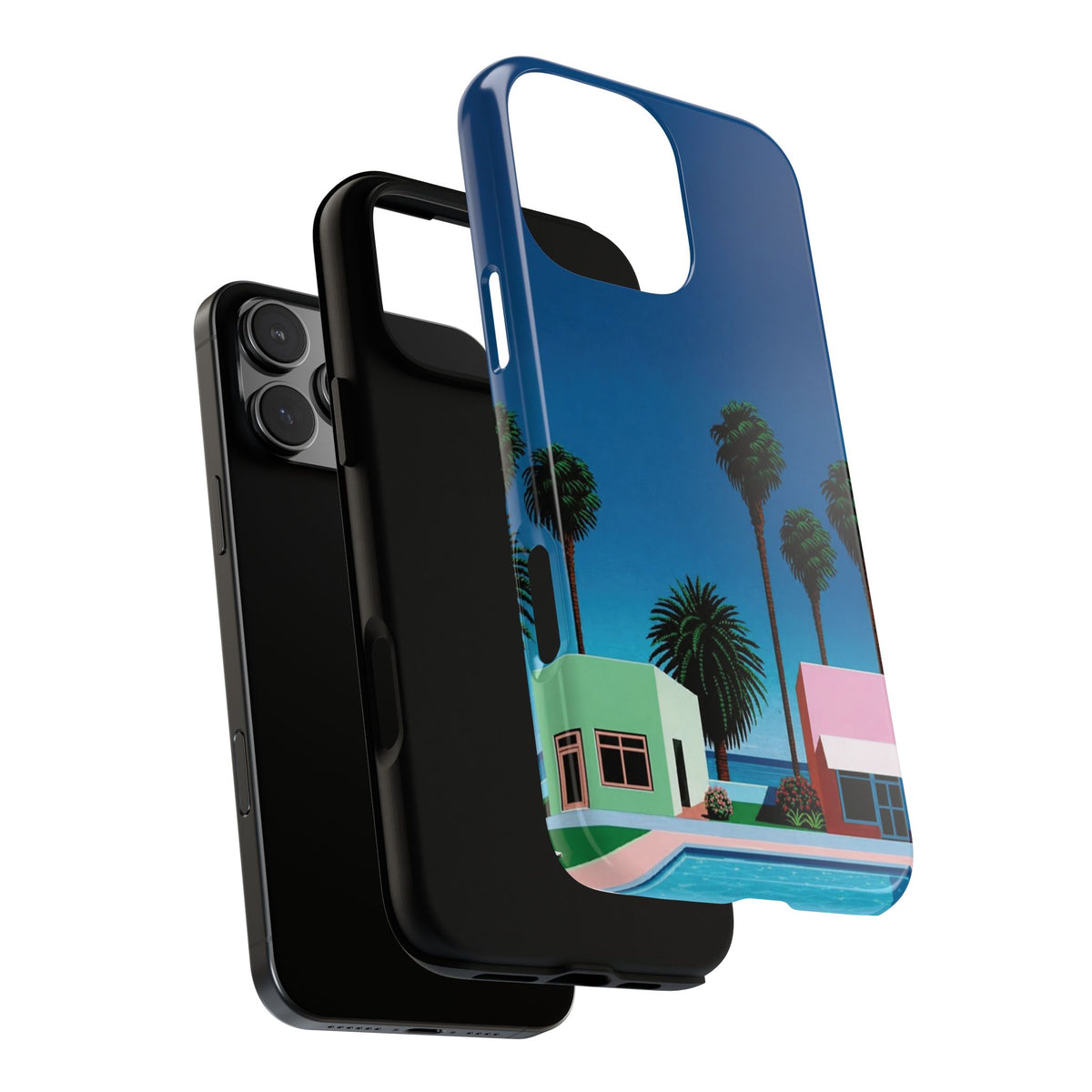 Beach House Phone Case — Pastel Palm Trees Cobalt Blue Sky