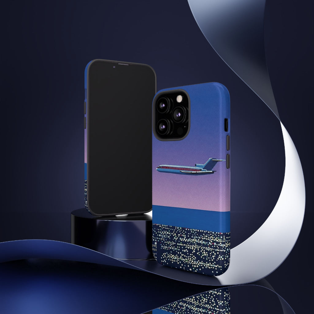Retro Airplane Phone Case — Purple Night City Vintage Art