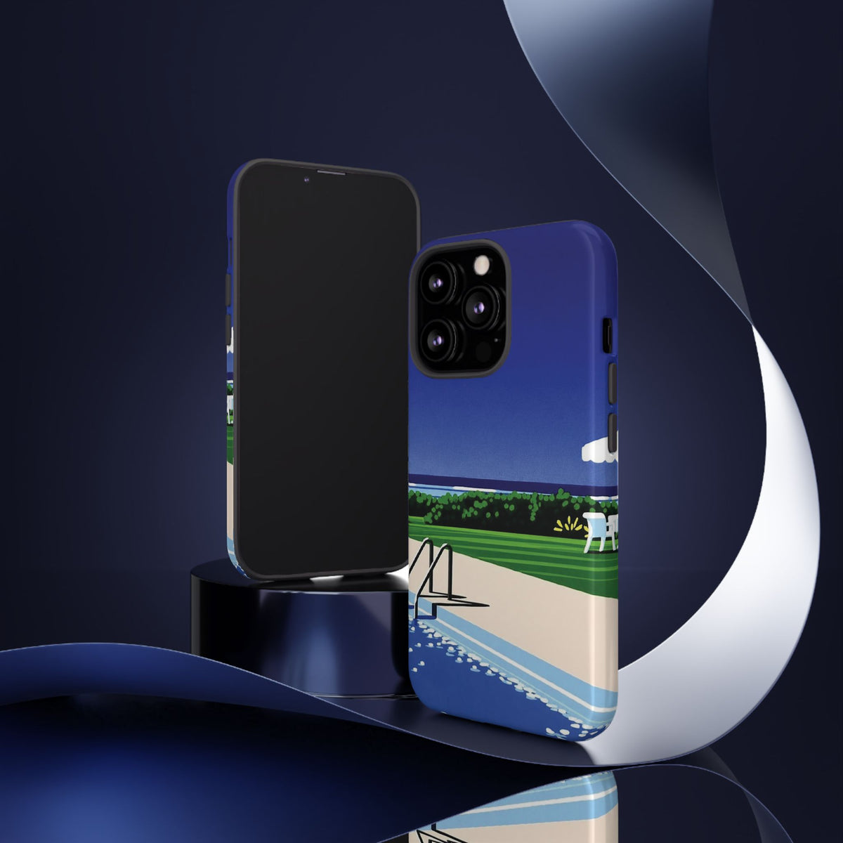 Poolside Phone Case — Bold Blue Summer Art Illustration