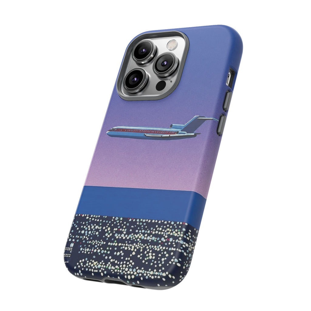 Retro Airplane Phone Case — Purple Night City Vintage Art