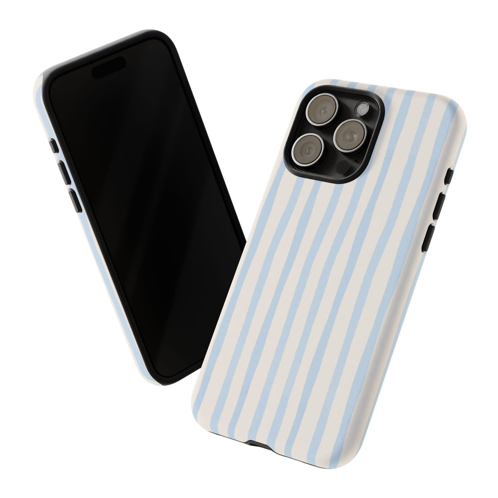 Baby Blue Stripe Phone Case — Soft Wavy Lines Cream Aesthetic